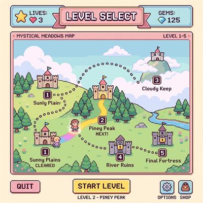8-bit retro arcade level map platformer interface project